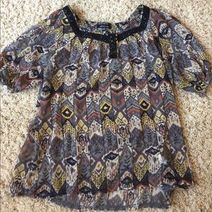 Grey multicolored sheer top